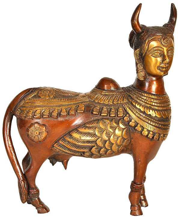 7" Kamadhenu Brass Sculpture | Handmade | Made in India