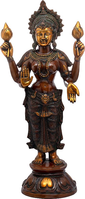 32" Goddess Lakshmi In Brass | Handmade | Made In India