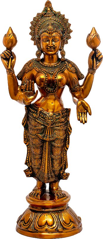 32" Goddess Lakshmi In Brass | Handmade | Made In India