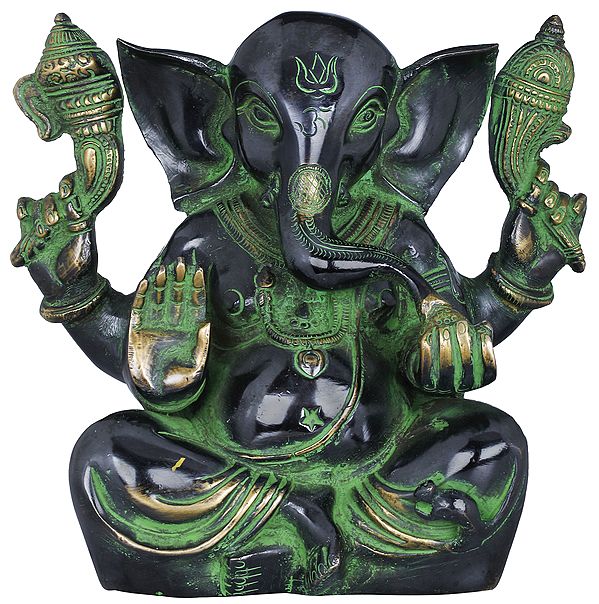 7" Ganesha With Large Ears In Brass | Handmade | Made In India
