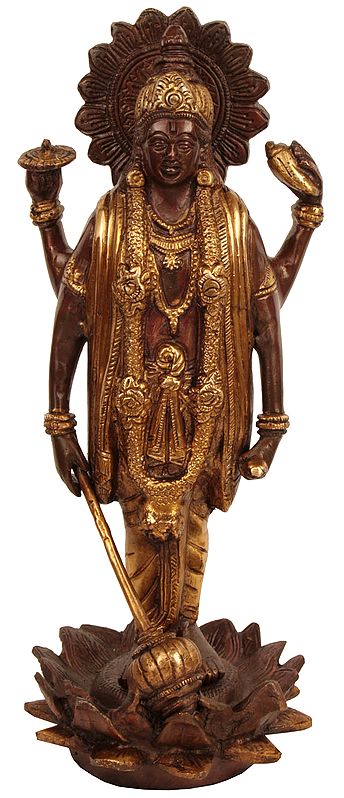 12" Bhagawan Vishnu Brass Sculpture | Handmade | Made in India