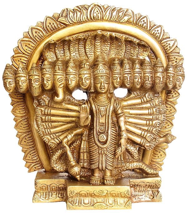 8" Cosmic Form of Lord Vishnu In Brass | Handmade | Made In India