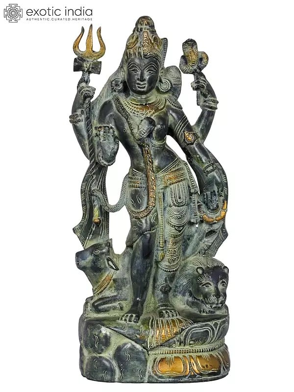 13" Ardhanarishvara, Precursor To The Perceiver And The Perceived In Brass | Handmade | Made In India