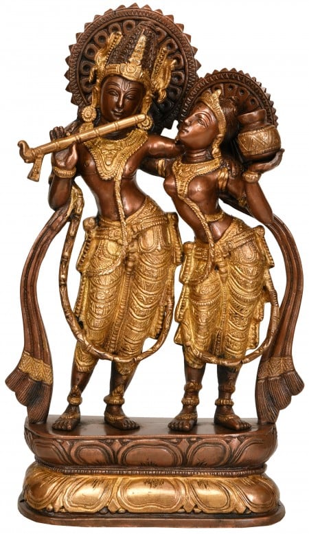 12" Radha Krishna In Brass | Handmade | Made In India