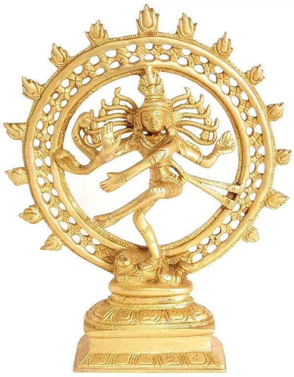 9" Nataraja Brass Statue - Dynamic Dance form of Lord Shiva | Handmade | Made in India