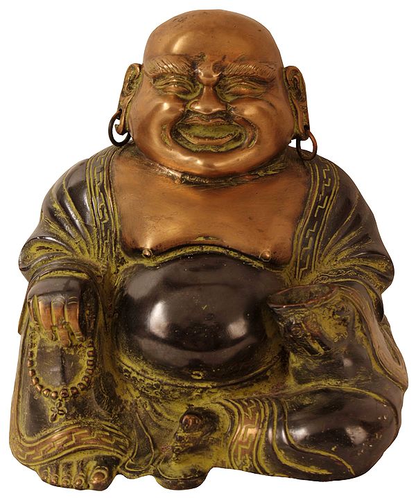 9" Joyous Laughing Buddha In Brass | Handmade | Made In India