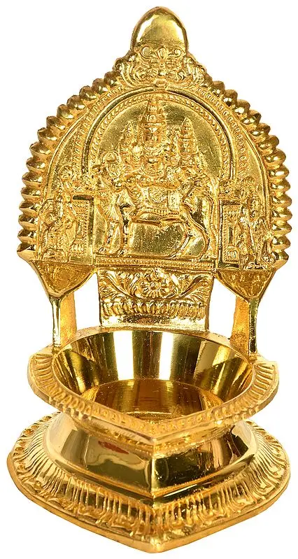 6" Shiva Parvati on Nandi Puja Diya In Brass | Handmade | Made In India