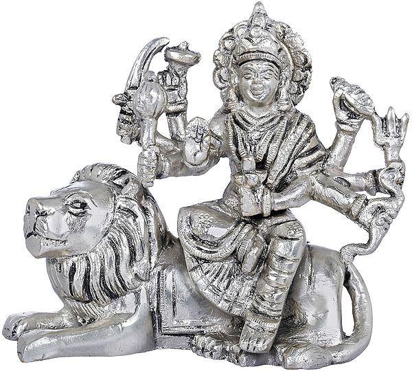4" Ashtabhuja-dhari Durga In Brass | Handmade | Made In India