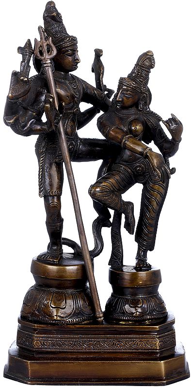 12" Dancing Shiva and Parvati Statue in Brass | Handmade | Made in India