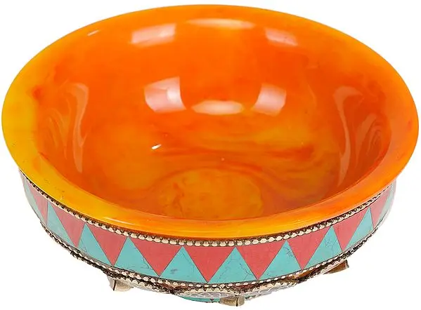 Tibetan Buddhist Amber Dust Ritual Bowl
