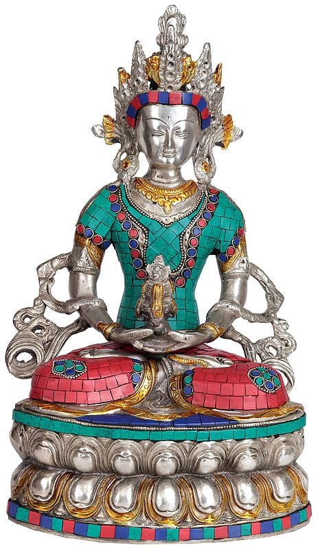 14" (Tibetan Buddhist Deity) Amitabha Buddha In Brass | Handmade | Made In India