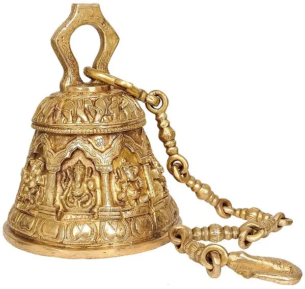 13" Ashta-Vinayaka Temple Hanging Large Bell in Brass | Handmade | Made In India