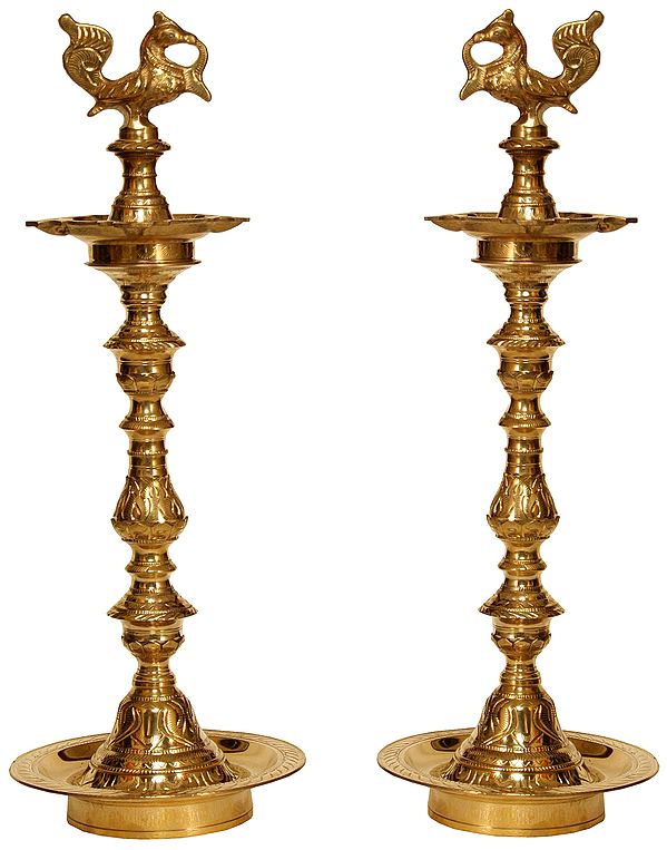 A Pair of Peacocks Lamp