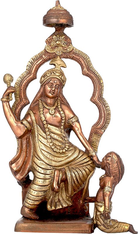 14" Mahavidya Bagalamukhi in Her Glorious Ferocity | Handmade Brass Statue