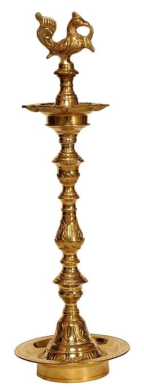 Peacock Lamp with Brass Stand - Nila Mayil Vilakku