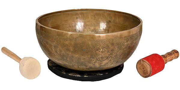 Tibetan Buddhist Singing Bowl with Image of White Tara