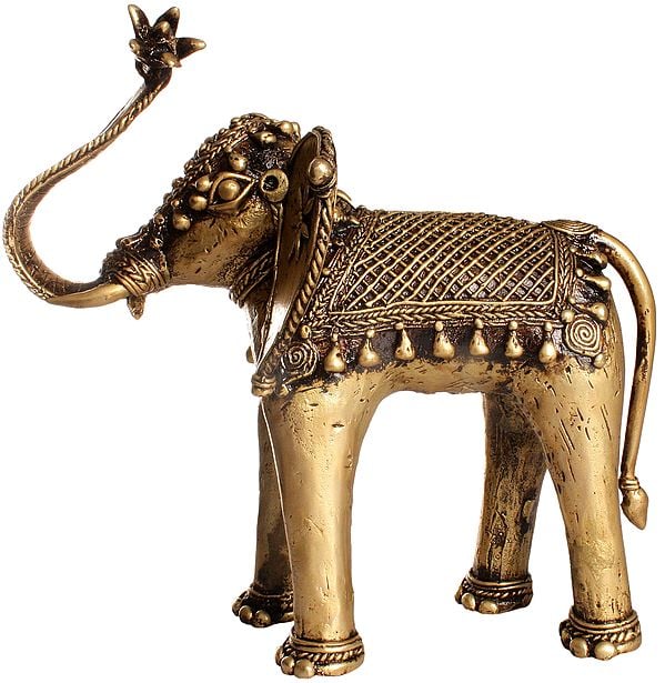 Elephant with a Lotus Flower for Offering (Tribal Statue)