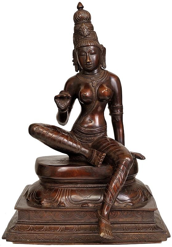 14" Seated Uma (Devi Parvati) In Brass | Handmade | Made In India