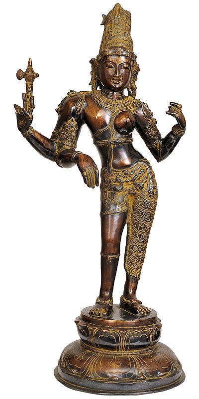 26" Large Size Ardhanarishvara (Shiva-Shakti) In Brass | Handmade | Made In India