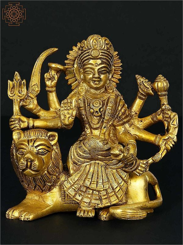 4" Mother Goddess Durga In Brass | Handmade | Made In India