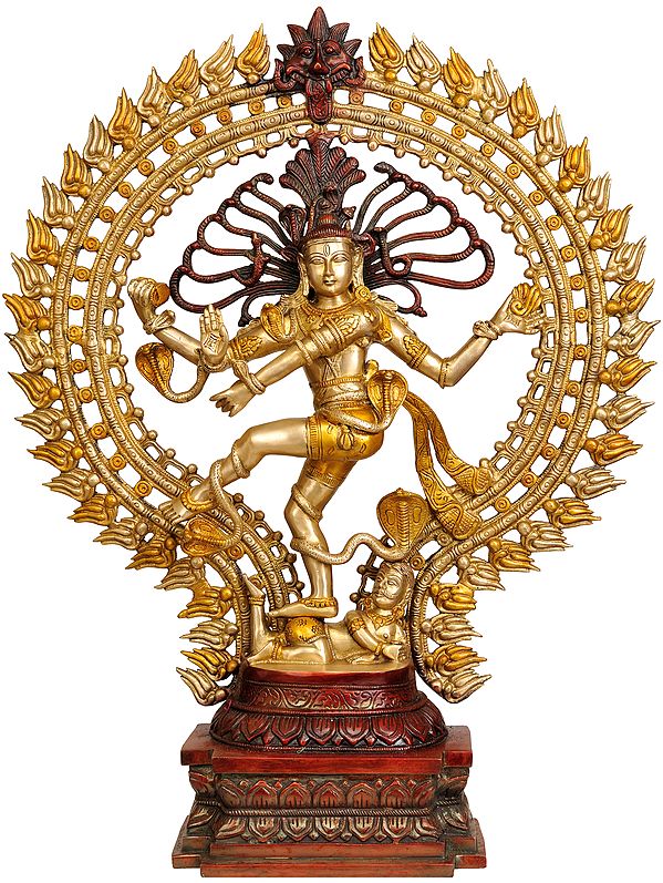 28" Nataraja in Golden and Brown Hues In Brass | Handmade | Made In India