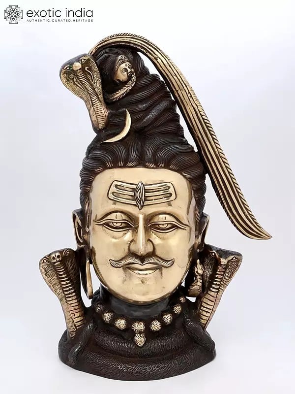 22" Lord Shiva Head In Brass | Handmade | Made In India