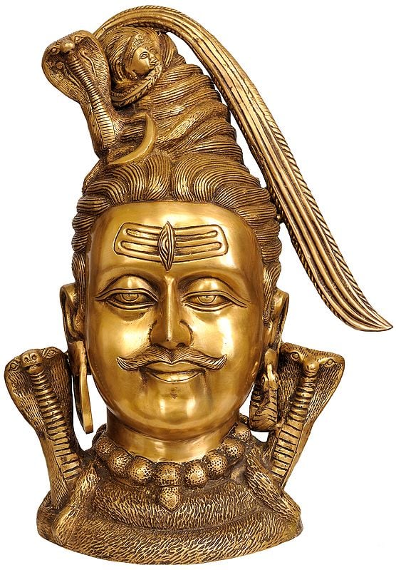 22" Lord Shiva Head In Brass | Handmade | Made In India