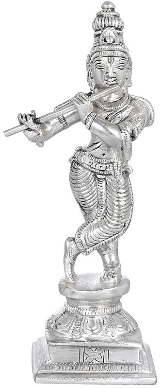 6" Brass Lord Krishna Statue Playing on Flute | Handmade | Made in India