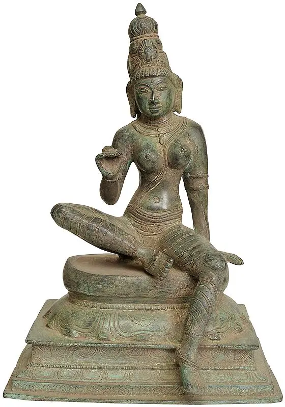 Seated Uma (Devi Parvati) Brass Statue