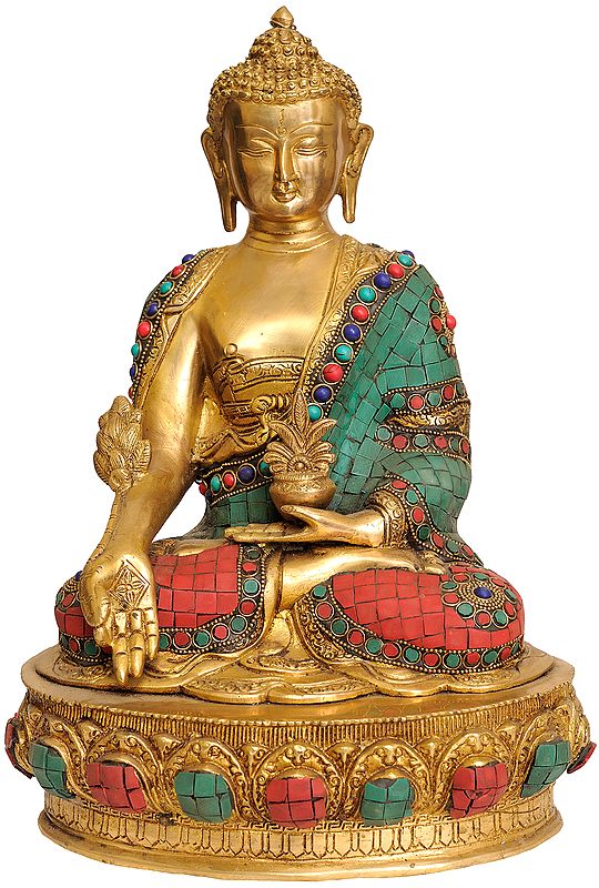 14" The Medicine Buddha (Tibetan Buddhist Deity) In Brass | Handmade | Made In India