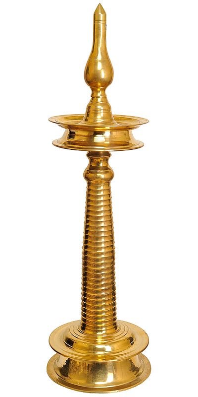 41" Large Size Wick Lamp from South India in Brass | Handmade | Made in India
