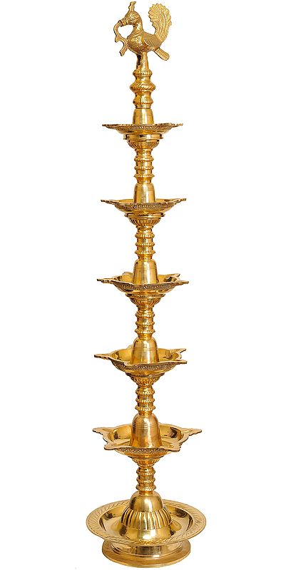 50" Large Size Peacock Lamp in Brass | Handmade | Made in India