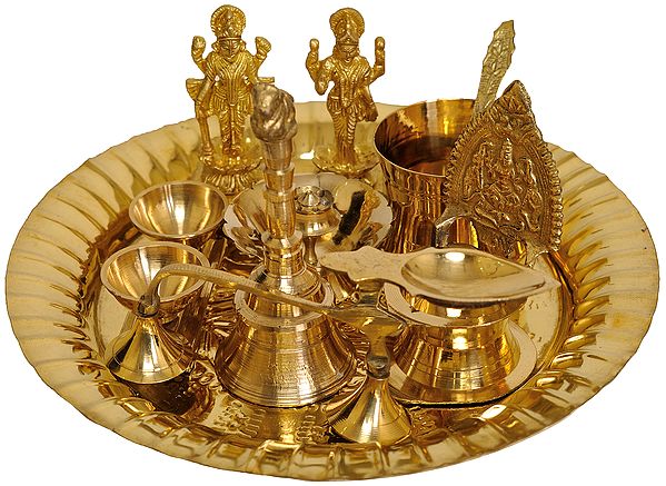 Puja Thali for Worship of Vishnu and Lakshmi Ji