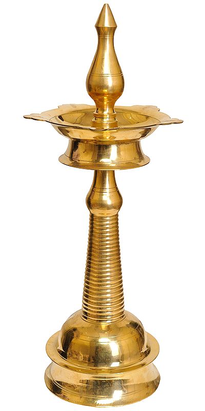 Large Size Five-Wick Lamp with Stand From South India