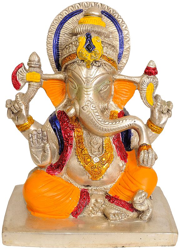 6" Lord Ganesha In Ashirwad Mudra In Brass | Handmade | Made In India