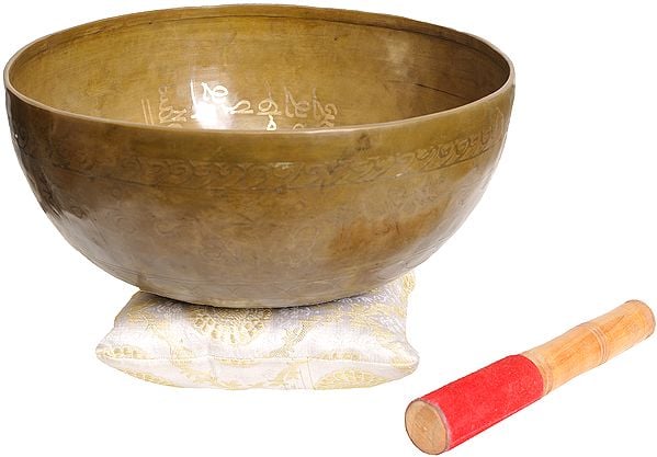 Tibetan Buddhist Singing Bowl with The Image of Manjushri and Syllable Mantras Inside