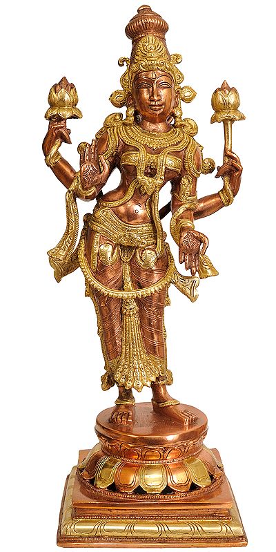 18" Devi Lakshmi (Goddess of Wealth and Prosperity) In Brass | Handmade | Made In India