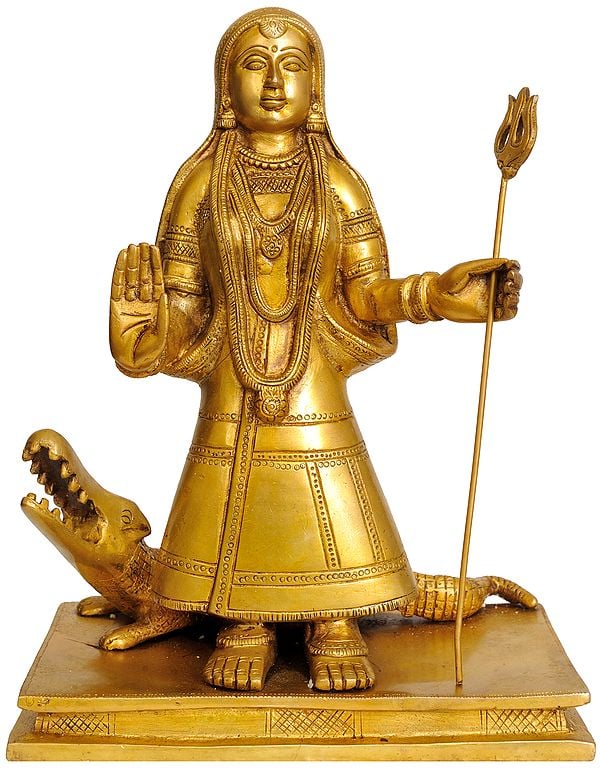12" Goddess Ganga In Brass | Handmade | Made In India