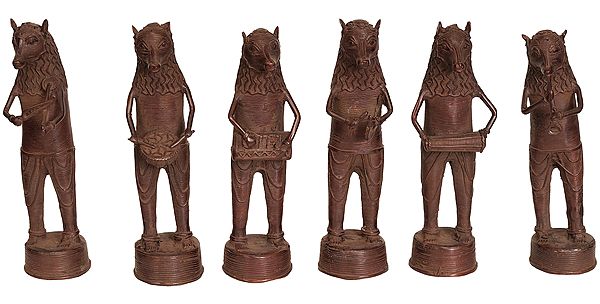 Set of Bhalu Musicians (Bear ): Tribal Statue