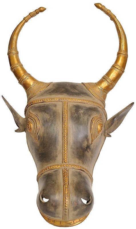 Wall Hanging Bull Mask in Brass