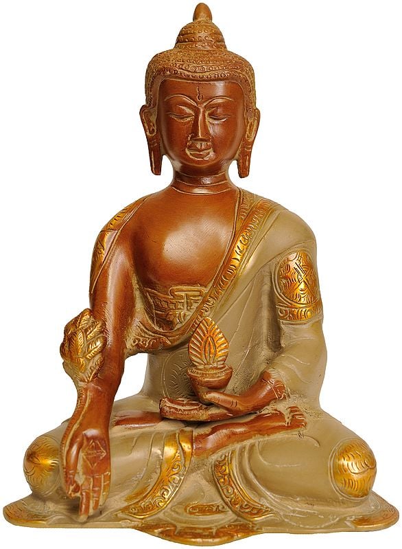 8" The Medicine Buddha -  Bhaisayaguru  (Tibetan Buddhist Deity) In Brass | Handmade | Made In India