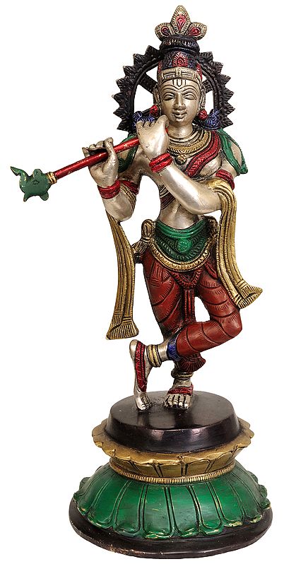11" Lord Krishna In Brass | Handmade | Made In India