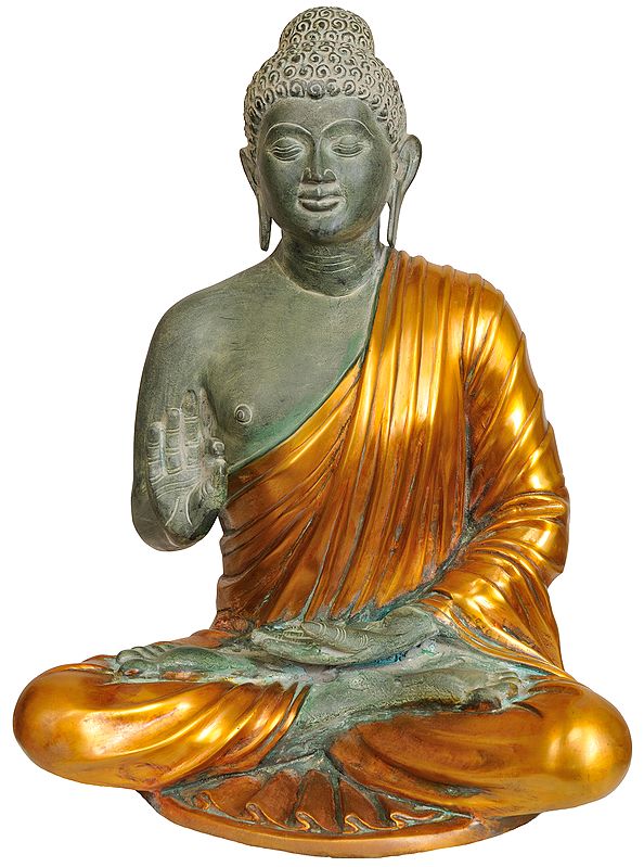 17" Lord Buddha Interpreting His Dharma In Brass | Handmade | Made In India