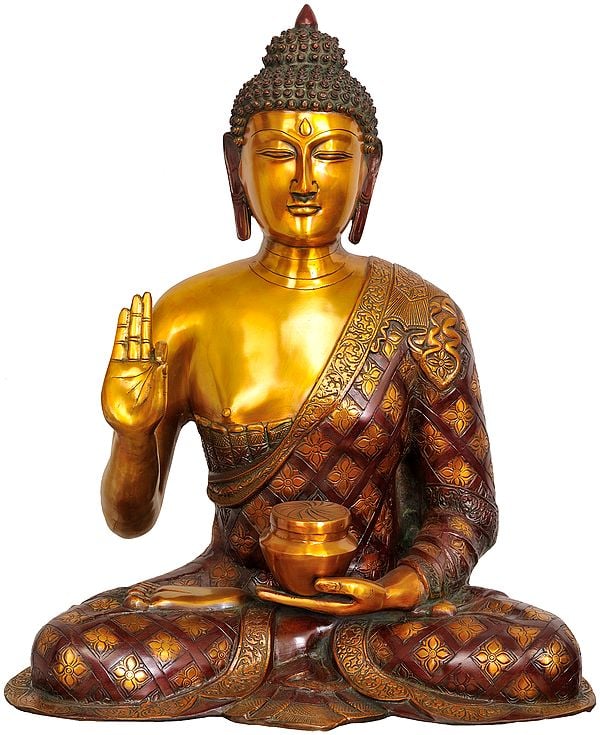 23" Large Size Shakyamuni Buddha in Preaching Mudra In Brass | Handmade | Made In India