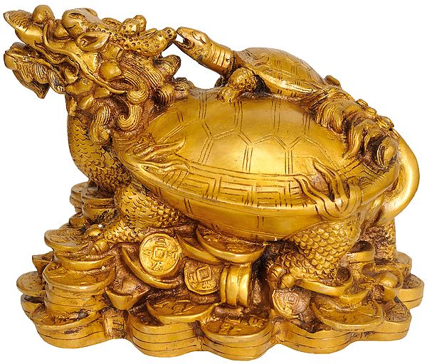 8" Feng Shui Dragon Piggy Bank In Brass | Handmade | Made In India