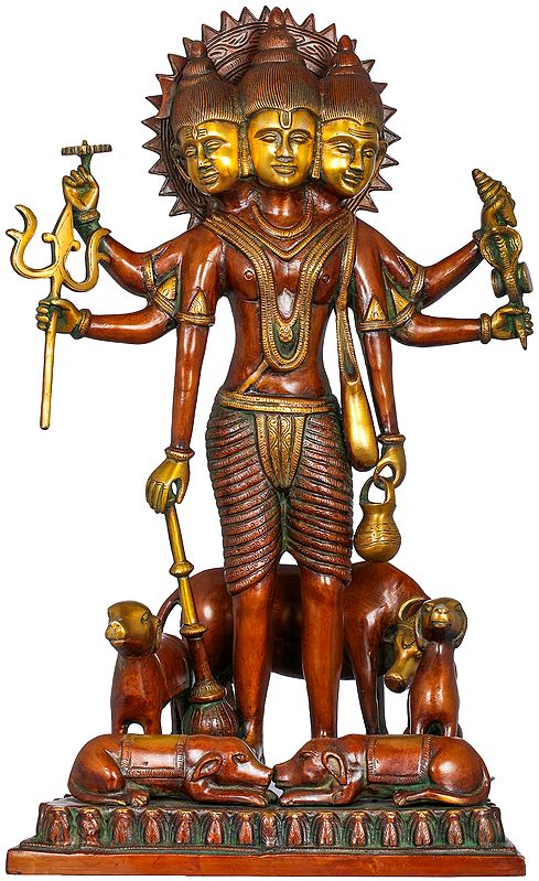 22" Large Lord Dattatreya In Brass | Handmade | Made In India