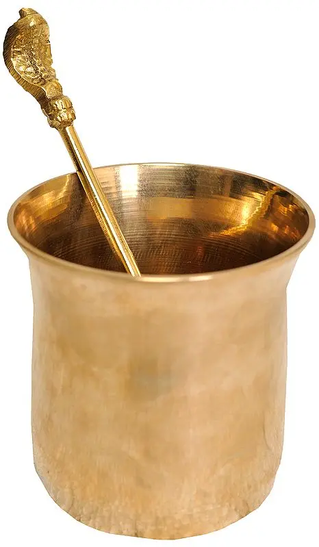 Heavy Panchapatra with Serpent Head Spoon