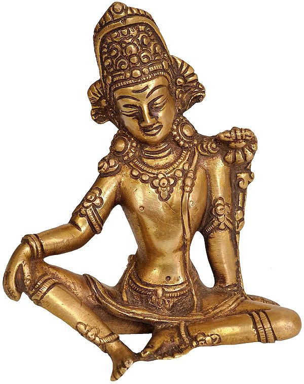 4" Bhagawan Indra Brass Sculpture | Handmade | Made in India