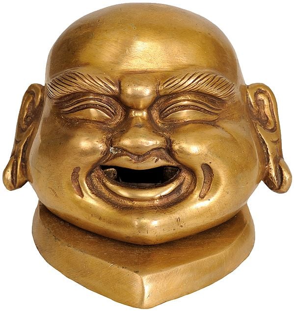 4" Laughing Buddha Head In Brass | Handmade | Made In India