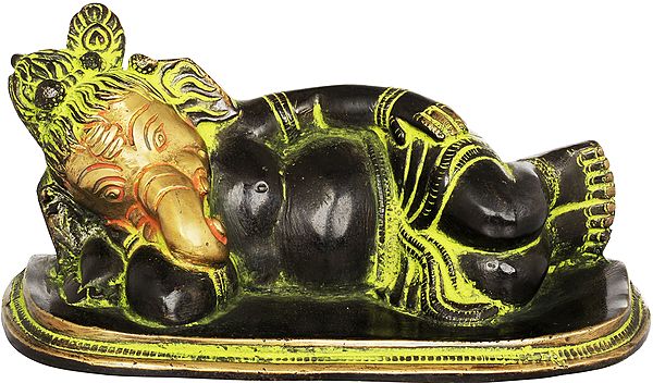 6" Relaxing Ganesha In Brass | Handmade | Made In India